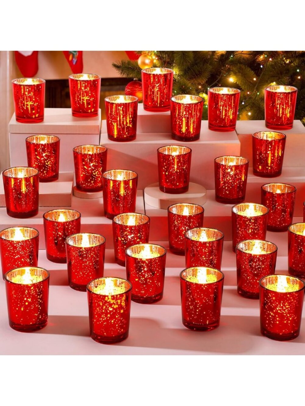 50 Pcs Glass Votive Candle Holders - Tealight Holders for Weddings & Parties
